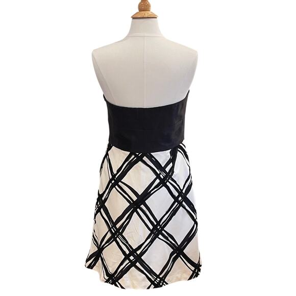 WHBM Silk Black & White Strapless Full Skirt Cocktail Dress, 10 - Picture 4 of 16